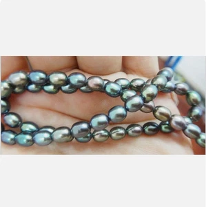 COLLAR DE PERLAS 18"7X9MM NATURAL MAR DEL SUR GENUINO NEGRO MULTICOLOR AAA - Imagen 1 de 1