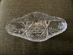 Vintage AMERICAN BRILLIANT Oval Bowl Footed Cut Glass ~11” Excellent Condition - Picture 1 of 6