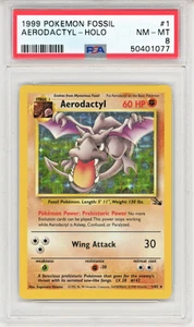 1999 Pokemon Fossil Aerodactyl -  PSA 8 - #1 Genuine - Picture 1 of 2