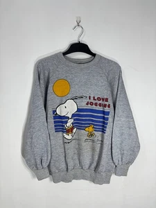 Sudadera Raglán Vintage Años 80 Snoopy Peanuts Woodstock I Love Correr XL Gris - Imagen 1 de 16