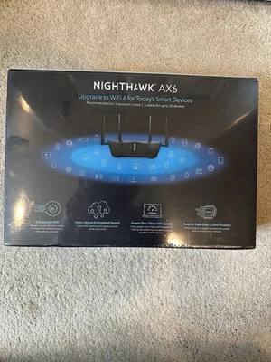 NETGEAR Nighthawk AX6 AX5400 WiFi 6 Router (RAX54) – Dual Band Gig –New & Sealed - Image 1 of 4