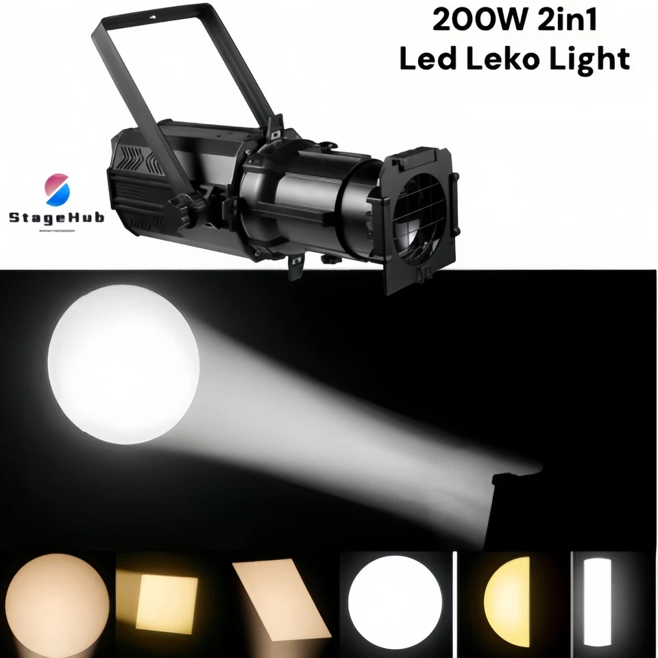 200W Cool/Warm White LED Ellipsoidal Spotlight Leko Studio DMX512 Profile Light - Image 1 of 4