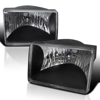 Black Fits 1993-1998 Jeep Grand Cherokee Headlights Lamps Left+Right Replacement - Image 1 of 4