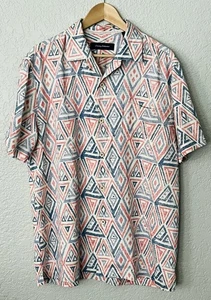 Tommy Bahama Island Zone Button Up Mens Size Large L Geometric Blue Pink Ivory - Picture 1 of 3