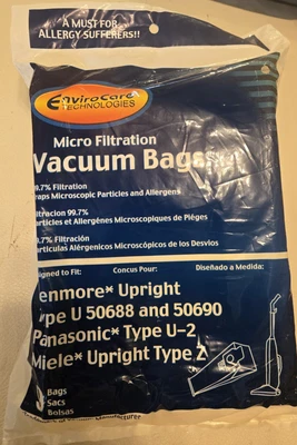 EnviroCare Vacuum Bags Micro Filtration Kenmore Panasonic Miele Upright Type Z U - Image 1 of 3