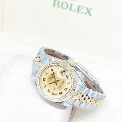 Rolex 26 mm 18 quilates medio oro amarillo decorado amarillo mop romano Datejust REF: 79173 Foto 1 de 4