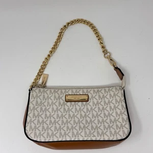 Michael Kors Jet Set Chain Pouchette in Vanilla MK Logo - Picture 1 of 13