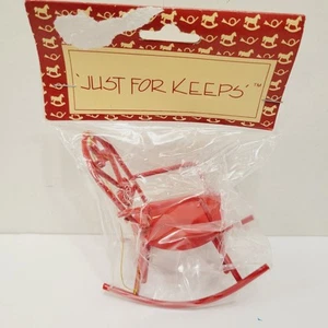Vtg Just For Keeps Red Metal Mini Rocking Chair Ornament Doll House Furniture - Picture 1 of 3