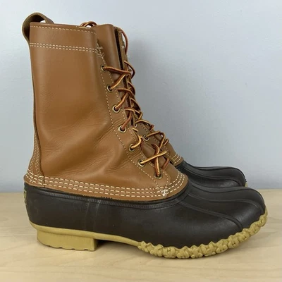L.L. Bean Men’s Size 8.0 M Unlined Brown Leather Duck Boots Lace Up Classic - Image 1 of 4