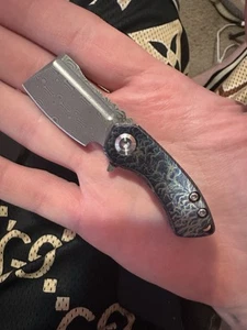 Kansept Knives Mini Korvid Folding Knife 1½ Damascus Steel Blade Titanium Handle - Picture 1 of 5
