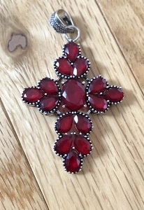 Red Crystal Cross Pendant 2.5" - Picture 1 of 5