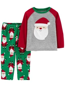 Carters Infant & Toddler Boys Gray Santa Christmas Fleece Holiday Pajama Set 3T - Picture 1 of 3