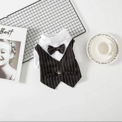 Ropa para perros traje de boda camisa formal para perros pequeños pajarita esmoquin traje para mascotas; Foto 1 de 4