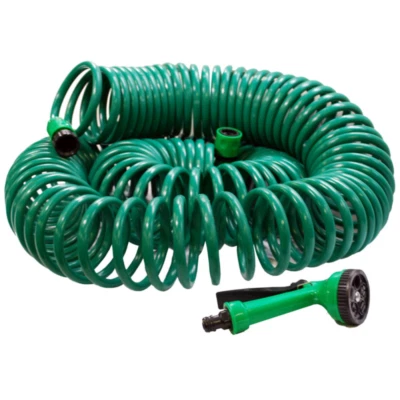 30M 100ft Retractable Coil Hose Pipe Reel Water Spray Gun Nozzle Garden Patio UK - image 1 of 4