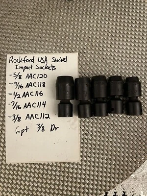 Juego de enchufes de impacto giratorios Rockford EE. UU. 3/8 Dr. 5/8, 9/16, 1/2, 7/16, 3/8 Foto 1 de 4