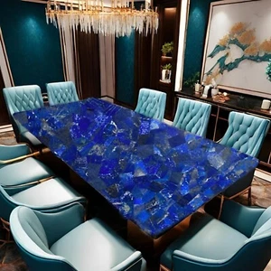 Mesa de comedor o centro de lujo con incrustaciones de piedras preciosas hecha a mano - Imagen 1 de 11