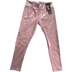 Girls Size M CONVERSE KIDS ALL OVER PRINT FOIL HIGH-RISE LEGGINGS Pink - Picture 1 of 11