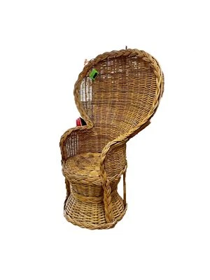 Silla de salón/silla vintage artesanal de mimbre con respaldo alto Foto 1 de 4