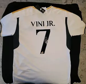 Maglia calcio Vini Jr. autografata/firmata #7 Real Madrid Adidas bianca con certificato di autenticità - Foto 1 di 7