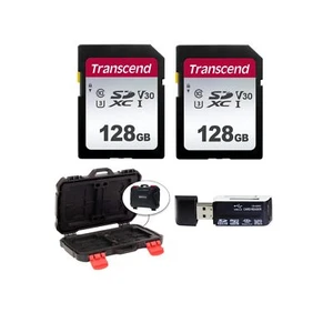 2 Transcend TS128GSDC300S UHS-I U3 SD Memory Cards, 128GB + - Picture 1 of 6