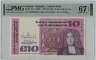 PMG 67 Ireland 1987-1992 ND 1992 Banknote 10 Pounds EPQ P-72c