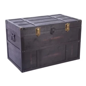 NUEVO Baúl de almacenamiento grande de madera oscura 31x18x20 en caja estilo vintage con cierre - Imagen 1 de 7