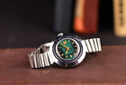 Zaria Womens Dress Watch Manual Green Dial Watch Metal Strap Round Watch
