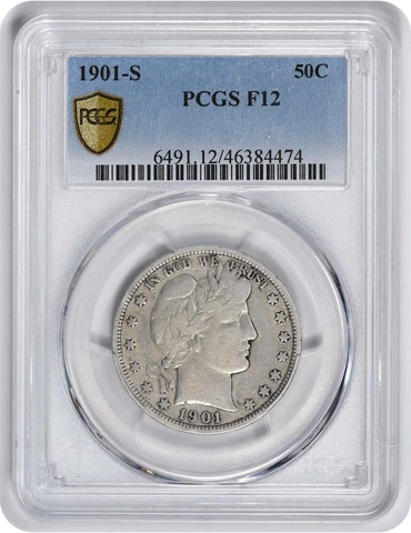1901-S Barber Silver Half Dollar F12 PCGS Cover