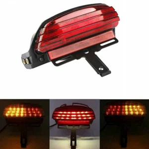 Red Motorcycle LED Tri-Bar Fender Tail Brake Turn Signal Light Light Bracket - Imagen 1 de 5