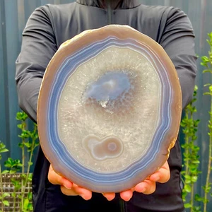 1.8LB Natural agate Agate Geode Slab/Slice quartz crystal mineral specimen Reiki - Picture 1 of 13
