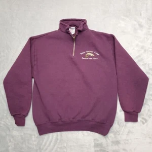 VTG Henrys Lake Idaho Shirt Mens M Purple Trout Henrys Lake 1/4 Zip Made in USA - Picture 1 of 8