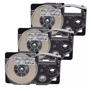 Cartucho de cinta transparente XR-9X negro 3 piezas para impresora de etiquetas Casio KL-60 EZ - Imagen 1 de 10