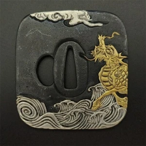 Tsuba Japanese Sword fitting item Design Dragon Japan Katana Parts Samurai - Picture 1 of 6