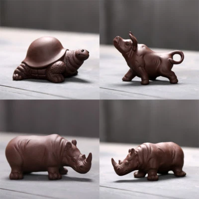 Encantadora mascota de té china yixing zisha adorno de arcilla púrpura juego de té tortuga buey nueva Foto 1 de 4