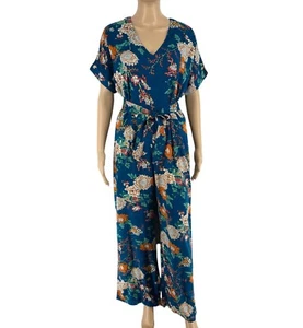 Aller Simplement Mujer Azul Marino Floral V Cuello Manga Corta Mono TALLA S/M - Imagen 1 de 8