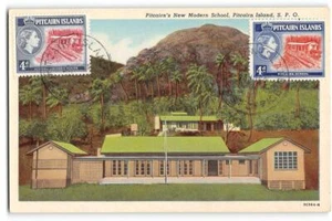 Maxi postal vintage de 1964 de la escuela moderna estampillas raras de las islas Pitcairn - Imagen 1 de 2