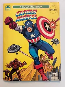 VINTAGE 1990 Marvel Golden CAPTAIN AMERICA Coloring Book (2 pages colored) - Picture 1 of 7