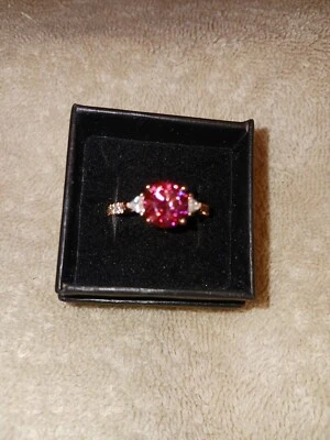 Anillo de oro rosa vermeil talla 10 sobre moissanita rosa y blanca 2,47 TCW (647) Foto 1 de 4