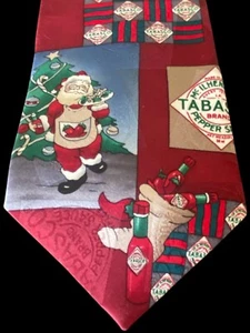 Tabasco Sauce Santa Claus Christmas men’s necktie 100% silk Free Shipping!!! - Picture 1 of 14
