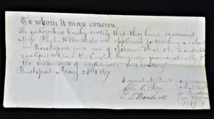 1847 APPROVAZIONE CONSIGLIO SCOLASTICO BUCKSPORT MAINE - PHEBE H. WINCHESTER - 3 FIRME - Foto 1 di 2