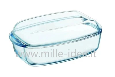 CASSERUOLA IN VETRO RETTANGOLA CON COPERCHIO PYREX CM 33x20x13 FORNO CUCINA - Immagine 1 di 2