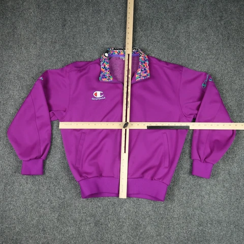 Vintage Champion Womens Large Jacket Track Jacket Top Purple Collared Full Zip Cover