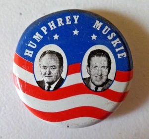 Vintage Humphrey Muskie Political Campaign Pinback 1968 Election 9815 - Picture 1 of 2