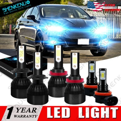 For Ford Fusion 2006-2016 8000K COB LED Headlights High&Low Beam Fog Light Bulbs - Image 1 of 4