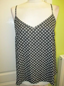 WOMENS BLACK & WHITE PRINT STAPPY CAMISOLE TOP SIZE 12 - Picture 1 of 4