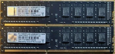 4GB (2GBx2) Desktop Memory PC3-10600 G.SKILL Model F3-10600CL9D-4GBNS DDR3-1333 - Image 1 of 2