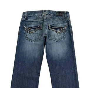 Robin’s Jeans Mens 36x35 - Blue Straight Rhinestones Flap Pockets Made In USA - Picture 1 of 11