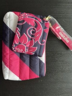 Juego Bolso Puff Estee Lauder Azul Rosa y Blanco Floral Foto 1 de 3