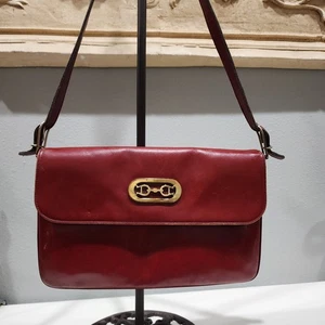 Vtg Etienne Aigner HANDMADE Oxblood Leather HandBag HORSEBIT LOGO Shoulder Purse - Picture 1 of 24