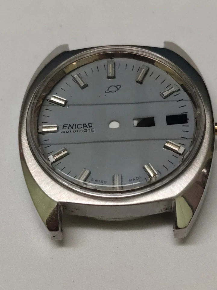 ENICAR AUTOMATIC CASE &DAIL CAL NO.AR-167 CROWN AT-3 O'CLOCK DAY/DATE ON-3 A-568 - Image 1 of 4